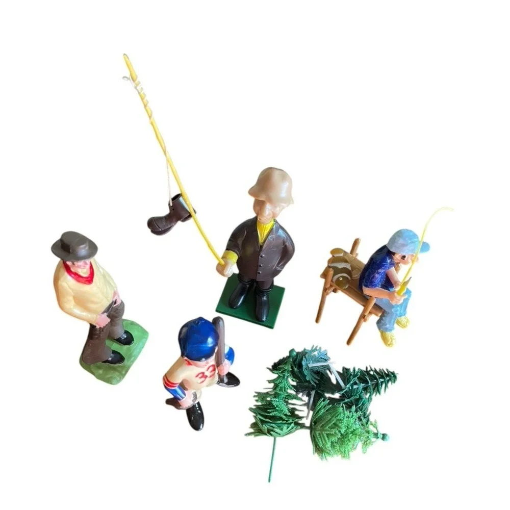 4 Wilton Cake Toppers Cowboy Man on Pier Old Man‎ Fishing Boot Baseball Player